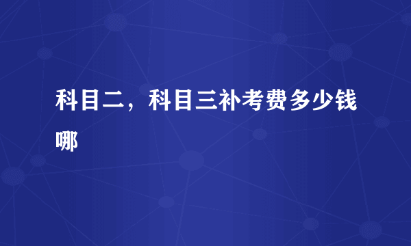 科目二，科目三补考费多少钱哪