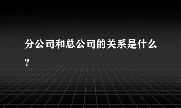 分公司和总公司的关系是什么？