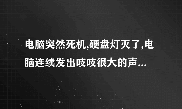 电脑突然死机,硬盘灯灭了,电脑连续发出吱吱很大的声音, 鼠标页面什么都动不了