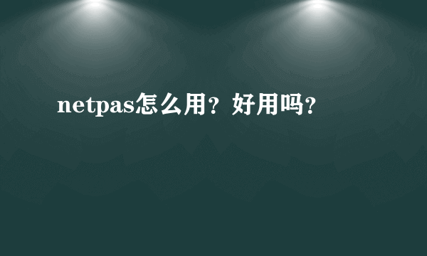 netpas怎么用？好用吗？