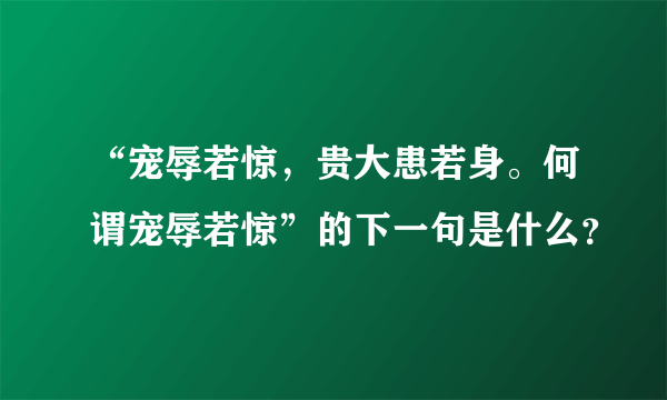 “宠辱若惊，贵大患若身。何谓宠辱若惊”的下一句是什么？