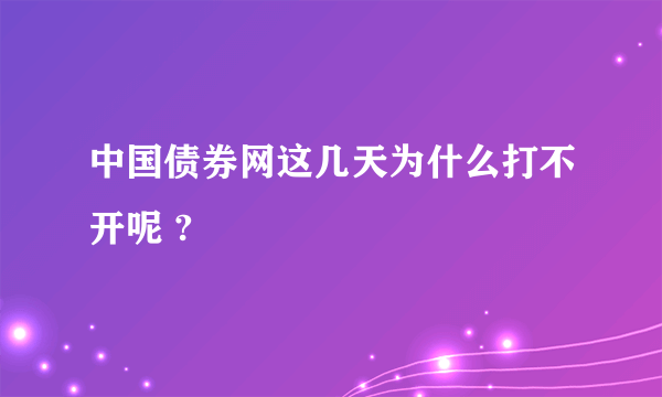 中国债券网这几天为什么打不开呢 ?