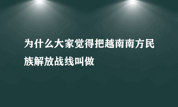 为什么大家觉得把越南南方民族解放战线叫做