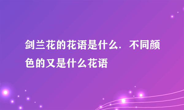 剑兰花的花语是什么．不同颜色的又是什么花语