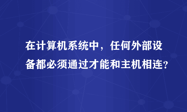 在计算机系统中，任何外部设备都必须通过才能和主机相连？