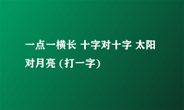 一点一横长 十字对十字 太阳对月亮 (打一字)