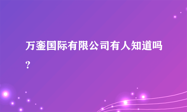 万銮国际有限公司有人知道吗？