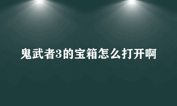 鬼武者3的宝箱怎么打开啊