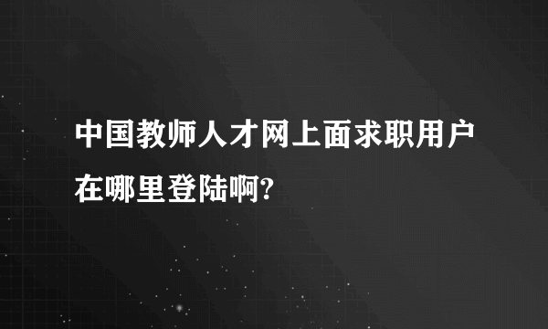 中国教师人才网上面求职用户在哪里登陆啊?