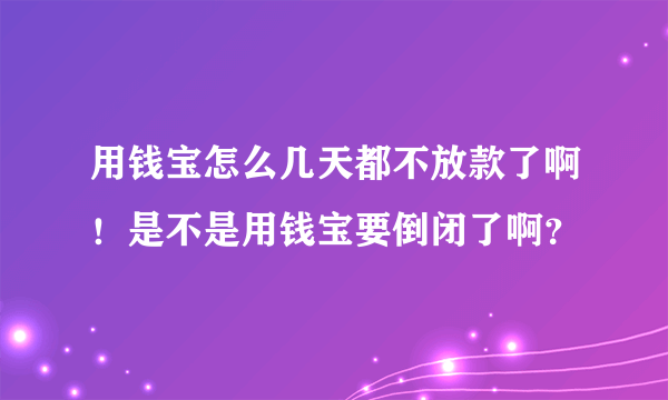 用钱宝怎么几天都不放款了啊！是不是用钱宝要倒闭了啊？