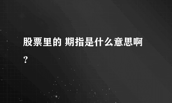 股票里的 期指是什么意思啊？