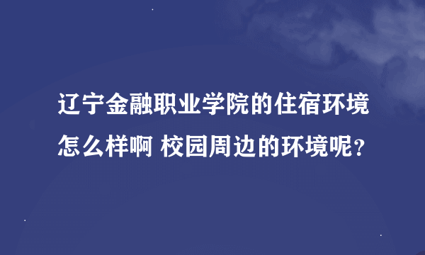 辽宁金融职业学院的住宿环境怎么样啊 校园周边的环境呢？